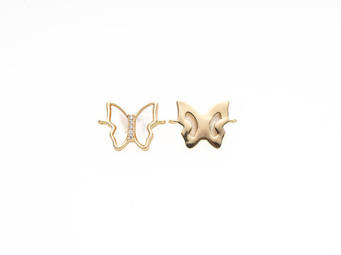 Butterfly Connector Charm,Gold Inlay MOP Butterfly CZ Connector Charm,Pave Butterfly Connector For Jewelry Making,CNG010