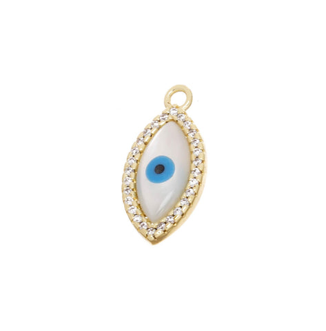 Evil Eye Amulet Charm,MOP Evil Eye Charm,CZ Evil Eye Protection Charm,Evil Eye For Necklace Or Earrings,Turkish Nazar Evil Eye Charm,CPG830