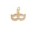 Gold Masquerade Musk Charm,Masquerade Pave Mask Gold Pendant,Gold Mask Charm With CZ,Halloween Mask Charm For Necklace,CPG1489