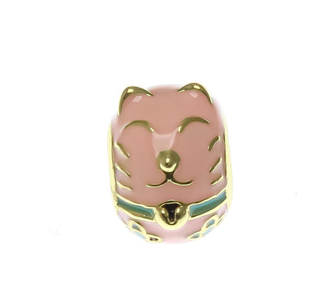 18k Good Luck Cat Spacer, Cute Cat, 3 Different Variations Red, Pink, or Peach, Animal Lovers, Cat mom, Money Cat, Good Luck Cat, SPG117