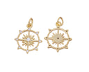 Gold Starburst CZ Charm,Starburst Charm With CZ,CZ Gold Star Charm,Small Star Charm For Necklace Or Earrings,CPG2522