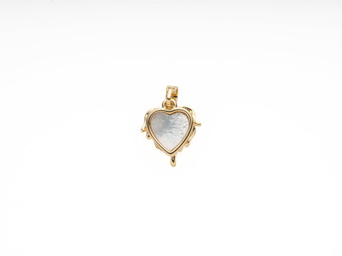Melting Heart Pendant,Dripping Heart Charm,Gold Crying Heart Charm,Mother Of Pearl Heart Charm With Gold,1 pc,5 pcs Or 10pcs,WHOLESALECPG471