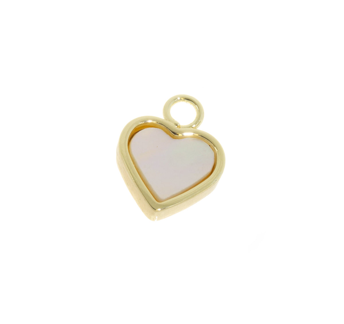 Tiny Gold Heart Charm With White Mother Of Pearl,MOP Heart Charm,Gold Shell Heart Pendant,Heart Pendant For Necklace,CPG710
