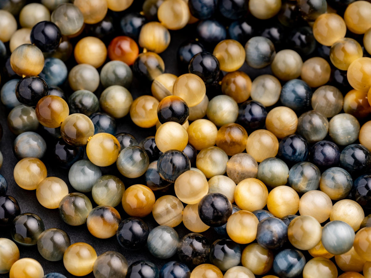 Galaxy Golden Blue Tiger eye Round Beads, 6mm, 8mm, 10mm, full strand, Protection, Courage and Strength 6R019, 8R24, 10R17