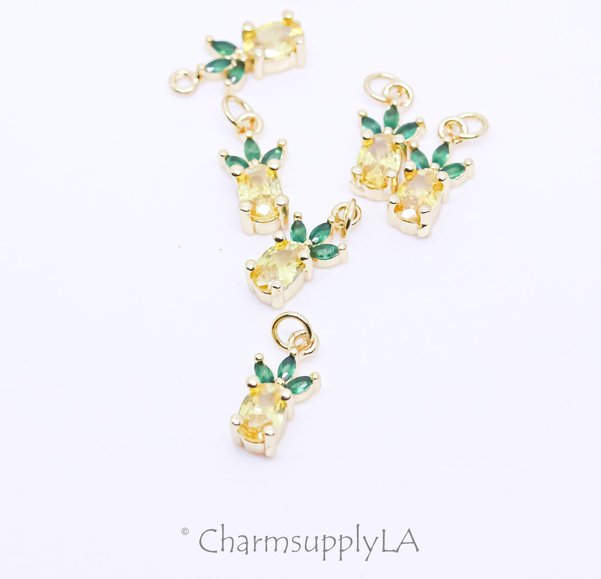 Gold Dainty Cute Pineapple Charm, Tropical Fruit Charm, Summer Vibe, Summer Party Charm, 1 pc or 10 pcs, WHOLESALE,CPG346