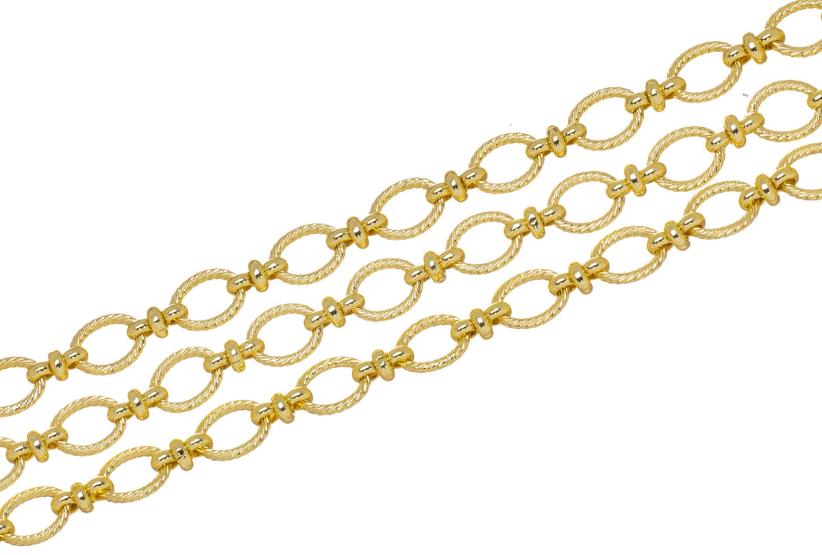 Gold Oval Twisted Braided Chain,Twisted Oval Rope Link Chain For Jewelry Making,Oval Chain For Necklace And Bracelet,CHG0083