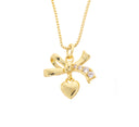 Gold Ribbon Bow Tie Heart Charm,Bow Tie CZ Gold Charm,Ribbon Bow Tie Heart Charm For Necklace Or Earrings,CZ Bow Tie Heart Charm,CPG2520