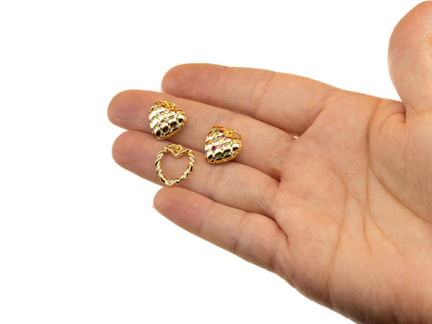 Gold Heart CZ Charm,3 Styles of Dainty Heart Charms, CZ Heart Charm, CPG1343-1338-1339