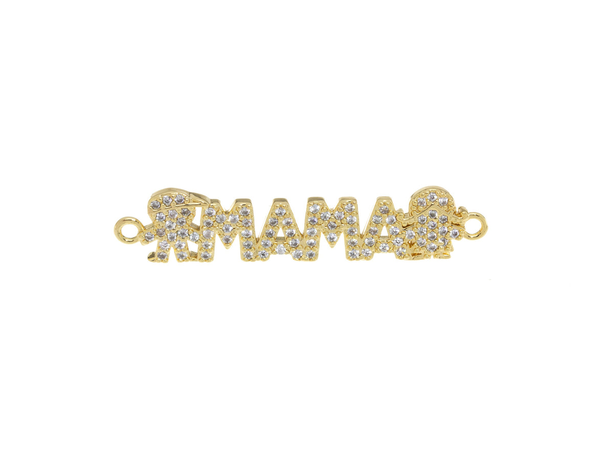 Boy And Girl With MAMA Charm For Bracelet,Gold Mama And Boy Girl Connector Charm,Mother’s Day Gift,Mama And Kids Pave CZ Charm,CNG046