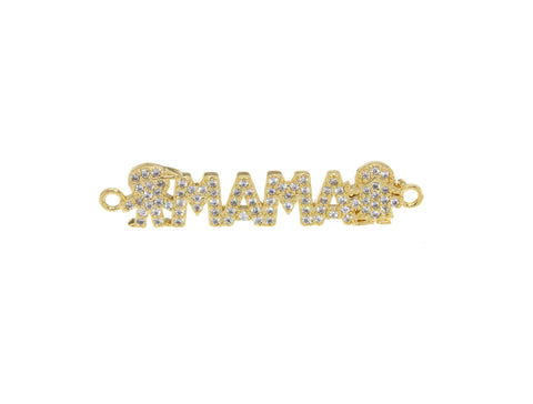 Boy And Girl With MAMA Charm For Bracelet,Gold Mama And Boy Girl Connector Charm,Mother’s Day Gift,Mama And Kids Pave CZ Charm,CNG046