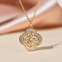 Pink Mother Of Pearl Clover Charm, Gold Four Leaf Charm With Baguette, CPG314