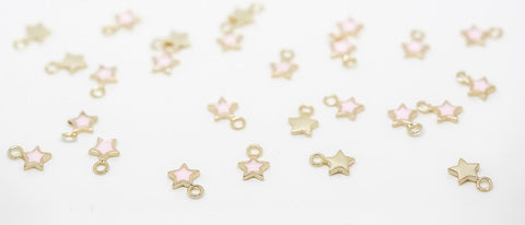 5 pcs of Gold Enamel Stars black, white, light yellow, turquoise, hot pink, baby pink, red, navy blue 5 pcs, 10 pcs, 50 pcs WHOLESALE CPG570