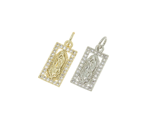 Guadalupe Dainty Gold Charm,Silver Virgin Mary Charm,Guadalupe Gold Or Silver Charm,Tiny Religious Charm,1 pc or 10 pcs,CPG284-CPS284