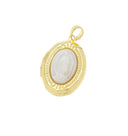 Guadalupe Gold Heart Locket,Oval Locket Heart Charm For Necklace,Gift For A Friend,Heart Shape Locket With Mother Of Pearl,CPG1011