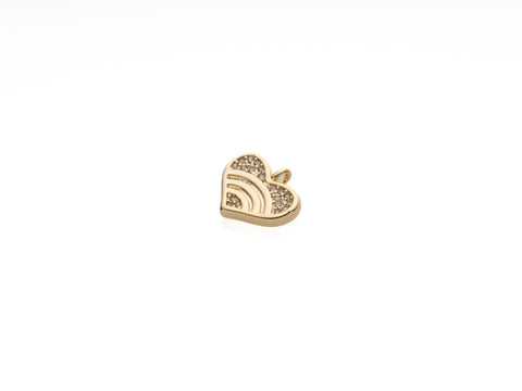 Dainty Gold white cz Rainbow Heart Pendant, 12mm, heart style pendant, heart rainbow pendant, Charms to dangle, CPG2096