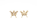 CZ Gold Butterfly Charm, Dainty Gold Butterfly for Earring for Necklace Making, CPG2046