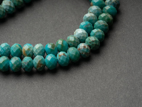100% Genuine Natural Blue Turquoise Gemstone Round Faceted, Loose Beads, 4mm x 6mm, MR119