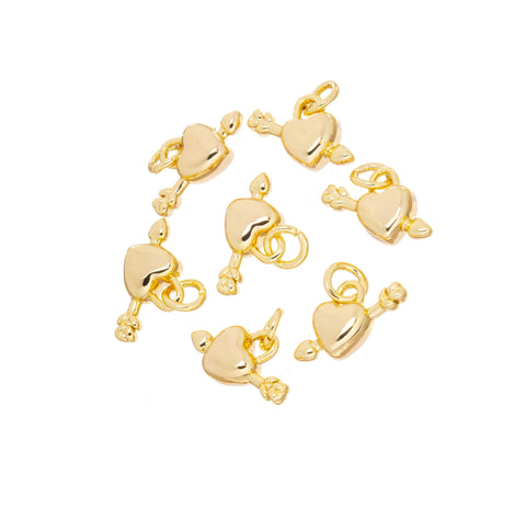 Tiny Heart And Arrow Charm,Two Sided Small Gold Heart Charm,Heart Charm For Jewelry Making,Love Sign Charm,CPG827