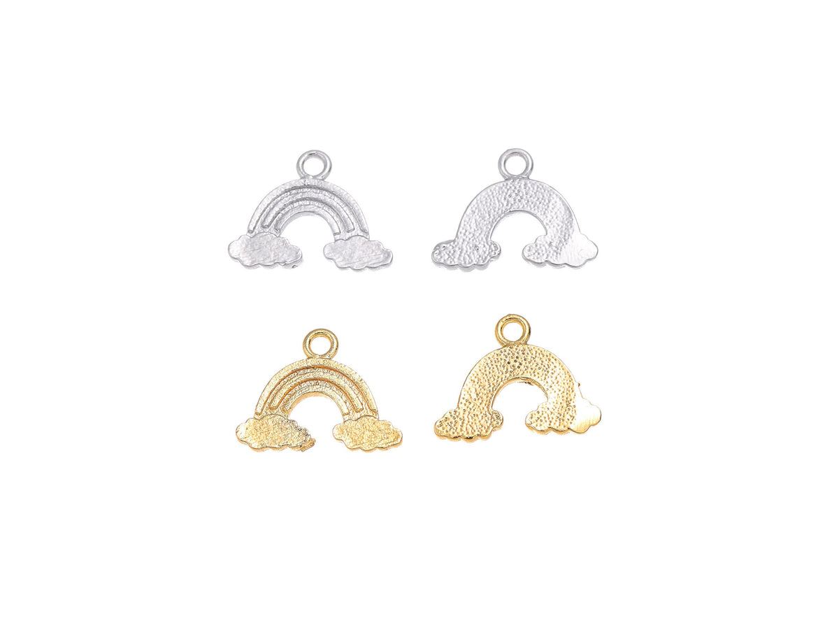 Gold or Silver, Rainbow Pendant, 18k Gold Plated Dainty Silver Rainbow Charm Bracelet Necklace for Jewelry Making Supply, CPG1204, CPS1204
