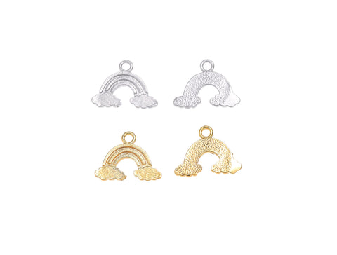 Gold or Silver, Rainbow Pendant, 18k Gold Plated Dainty Silver Rainbow Charm Bracelet Necklace for Jewelry Making Supply, CPG1204, CPS1204