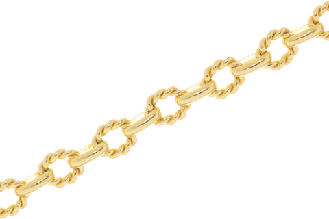 Twisted Rope And Smooth Alternating Oval Link Chain,Braided Twisted Gold Chain For Jewelry Making,Alternating Gold Oval Link Chain,CHG171
