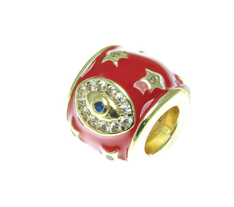 18K Gold Red or Black Evil Eye Spacer Bead With CZ, Spiritual Protection, Spacer Bead For Bracelet Or Necklace, Evil eye, SPG114
