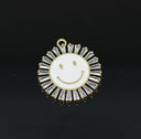Gold Large SmileyTrimmed with Baguette cz Charm, Enamel Smiley face charm, 6 colors, 22mm,CPG369