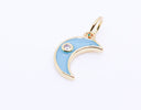 Gold Enamel Moon with cz, Red, White, Turquoise blue, Navy blue, Pastel Pink,CPG171