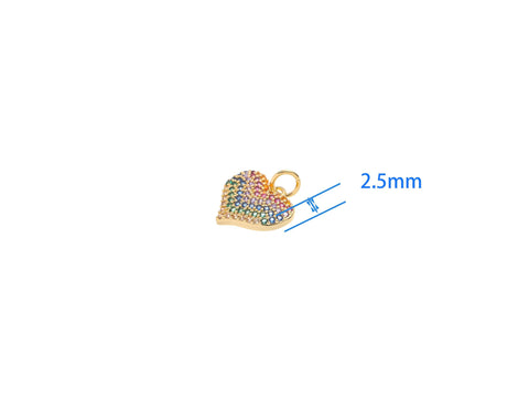 Gold Heart CZ Charm,Rainbow Pave CZ Heart Charm For Necklace, Bracelet, And Earrings,CPG1551