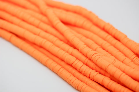 6mm Bright Orange Polymer Clay Wheel beads, FULL STRAND, WHOLESALE