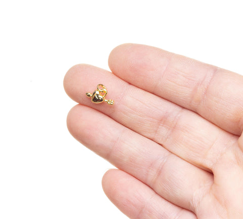 Tiny Heart And Arrow Charm,Two Sided Small Gold Heart Charm,Heart Charm For Jewelry Making,Love Sign Charm,CPG827