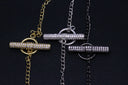 Gold Silver or Gunmetal CZ Toggle Clasp, 12mm width, 26mm long, Toggle Clasp,CLG047,CLS047
