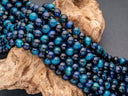 8mm Aqua Blue and Blue Party Mix Tiger's Eye Round beads, 8mm round beads, full strand, 15.5 inches, Charmsupply exclusive, 8R031