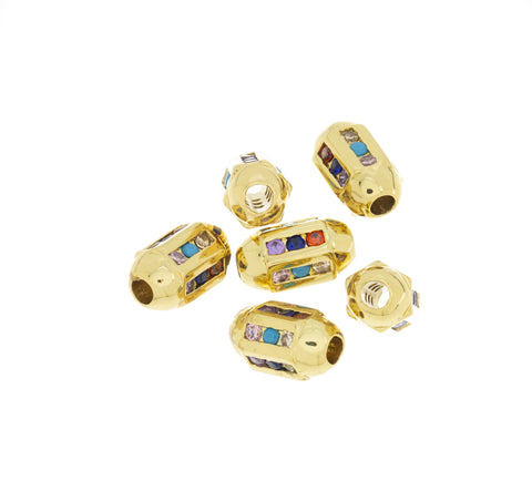 Tube Spacer Bead For Bracelet Or Necklace,CZ Gold Spacer Bead ,Large Hole Spacer Bead For Elastic Cord Or Chain Bracelet ,SPG010