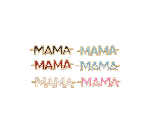Mama Word Connector Charm For Bracelet,Monogram Mama Connector Bracelet Charm,Gold Mama Bracelet Charm With Enamel,CNG154