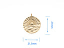Gold Sun Ray Good Vibe Medallion Pendant, 21mm, Sunburst, Celestial, Bohemian charms Jewelry Inspired, Large Hole for Chains, CPG2091