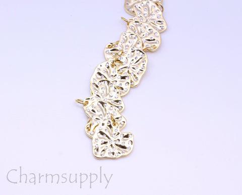 Gold Textured Wavy White or Rainbow cz Heart Pendant, 16mm, Gold Hearts Charms, Two options Color cz, 1 pc or 10 pcs, WHOLESALE,CPG211