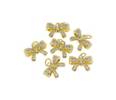Dainty Gold Ribbon Bow Tie Charm,Minimalist Small Ribbon Charm,Timeless CZ Mini Ribbon Bow Tie Charm For Jewelry,CPG1159-CPS1159