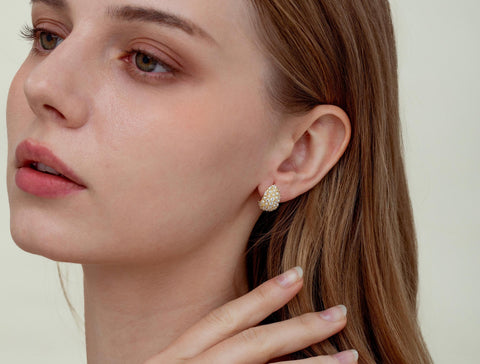 Teardrop Earrings, CZ Set hoops Shell Pearl embellishments on outside ring, Gold earrings, Pearl Earings, Gifts, Bridal jewelry, ERG384