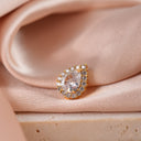 14K Pear Shape With Micro Pave And Pear Cut CZ,Charm For Earring Or Necklace,CPG364