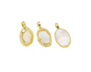 Oval Shape Gold Mounting With White Mother Of Pearl,Oval Gold MOP Charm ,Dainty Oval Mother Of Pearl charm,CPG714