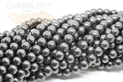 Natural Shungite Round beads 4mm, 6mm, 8mm,10mm,12mm,14mm,16mm FULL STRAND SP14-001