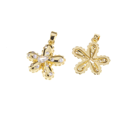 Dainty Gold Pave Flower Charm,CZ Pave Flower Charm,Daisy Flower Charm,Gold Flower Pendant With CZ,1 pc,5 pcs Or 10pcs,WHOLESALE,CPG304