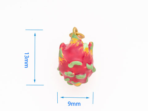 3D Dragonfruit Charm, Enamel Dragonfruit, Super Cute Fruit Charm, Summer Fruit Charm for Jewelry, 12.5x10mm, CPG488