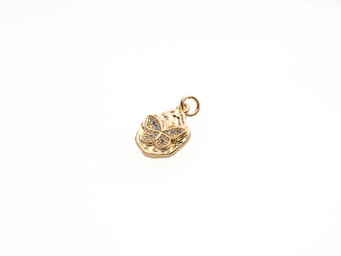 Butterfly Charm Pave With CZ,Gold or Silver Micro Pave CZ Charm,14K Gold Plated Dainty Micro Pave CZ Charm,CPG179, CPS179
