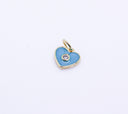 Gold Enamel Hearts with cz stone charm, Red, Navy blue, Turquoise Blue, White, CPG146