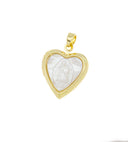 Guadalupe Gold Heart Locket,Locket Heart Charm For Necklace,Gift For A Friend,Heart Shape Locket With Mother Of Pearl,CPG491