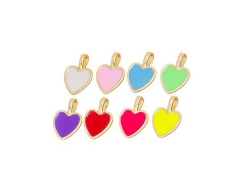 Dainty Gold Heart Charm,Shiny Small Enamel Heart Charm For Jewelry Making,Valentine's Day Heart Charm For A Friend,Gift For Mom,CPG818