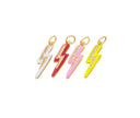 Lightning Bolt Gold Charm,Enamel Lightning Bolt Charm With CZ,Pave Lightning Bolt Pendant,CPG821