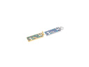 18k Gold or Silver CZ Bezel Set Shiny Rectangle Blue Mosaic Charm, Everyday wear Dainty Charm, Minimalist Jewelry, Artsy, CPG1577 CPS1577